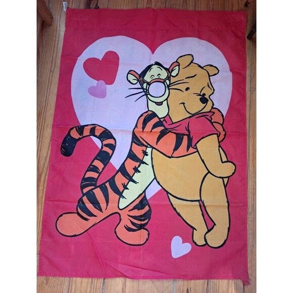Winnie the Pooh and Tigger Valentines Day Garden Yard House Flag 29”X41” - Picture 1 of 2